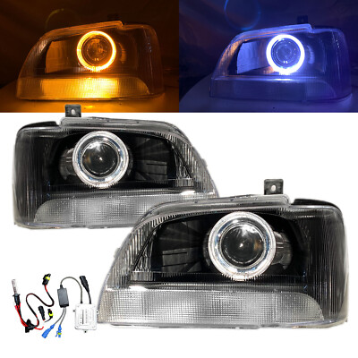 PRZ MK4 1999-2005 VAN 4D Guide LED Angel-Eye Headlight Black for FORD LHD