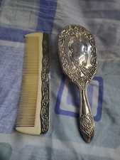 Vintage, Vanity Silver Plated, Brush  Comb Victorian Style 2 Piece Set