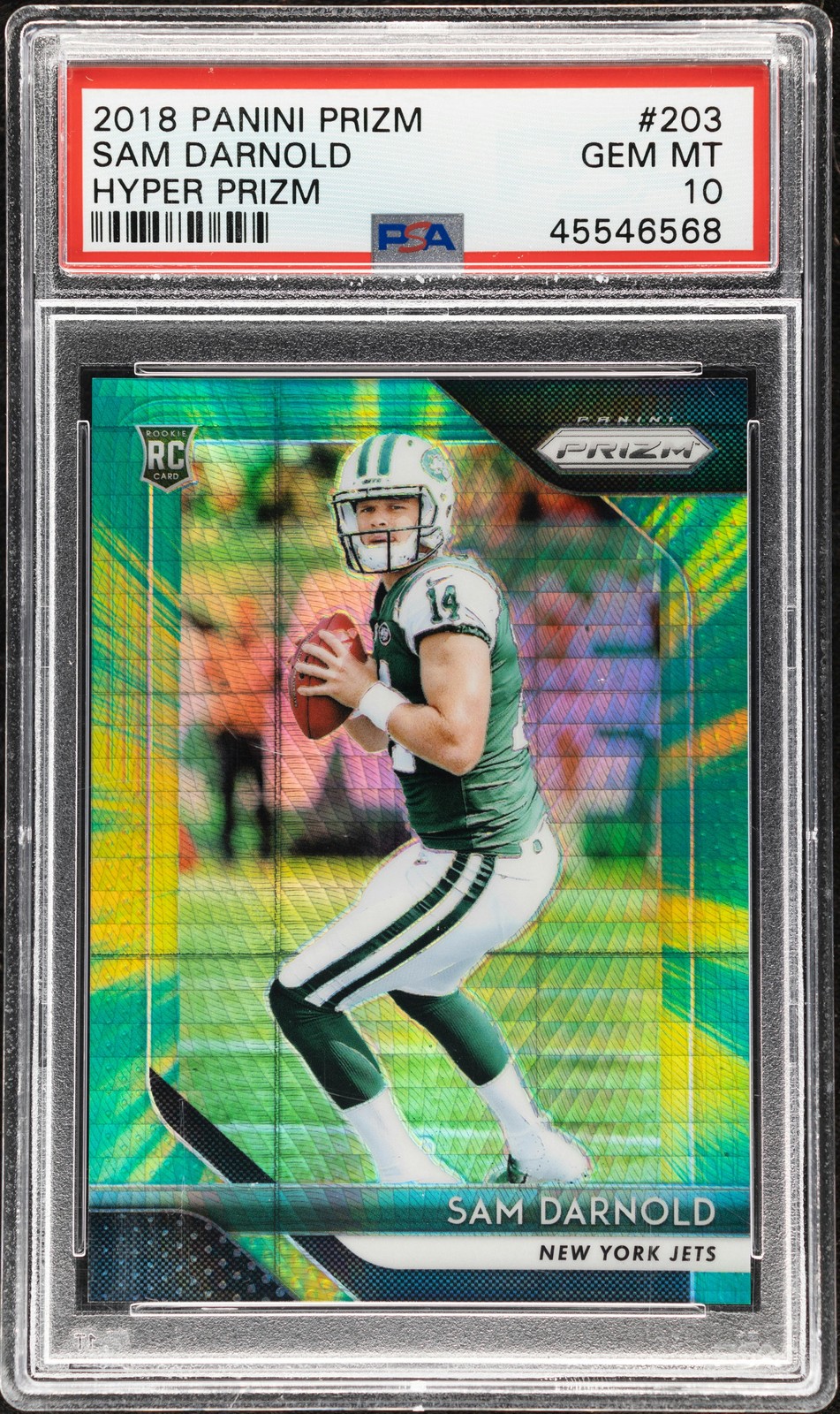 2018 Panini Prizm Sam Darnold Prizms Hyper #203 /275 PSA 10 Rookie RC