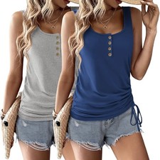 Womens Tank Tops, 2 Pack Summer Tank Tops for Women 2026 Sleeveless U Neck Med