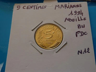 5 CENTIMES MARIANNE 1994 Abeille bu fdc - Ref. N 12 ( Livrée sous étui H B ) - Photo 1/4
