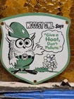 VINTAGE WOODSY OWL PORCELAIN SIGN OLD FOREST SERVICE PARK SMOKEY DONT POLLUTE