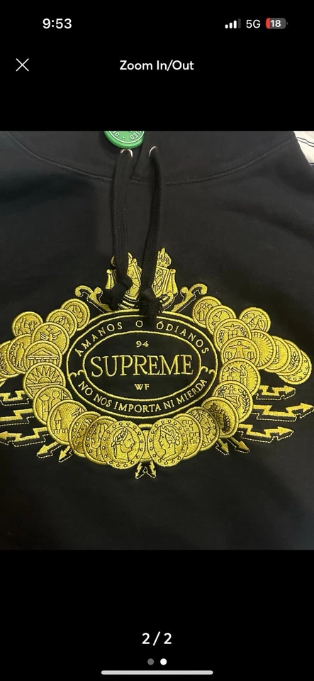 Supreme Love or Hate Black Men's Hoodie Sweatshirt FW 18 Medium - Изображение 2 из 2