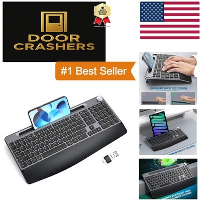 Full-Size Wireless Keyboard for Windows & Mac   Ergonomic, Low-Profile & Quiet