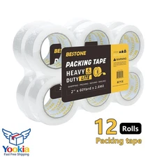 1/12 Rolls Carton Sealing Clear Packing Tape Box Shipping 2.6 mil 2" x 60 Yards