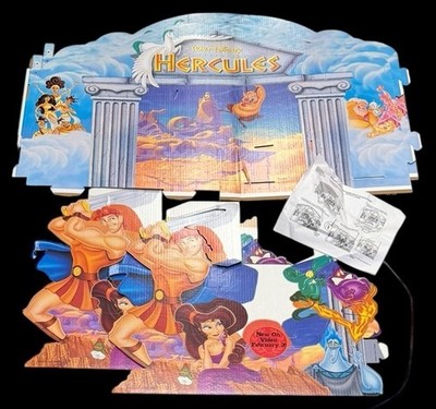 Vintage 1997 Disney Hercules VHS Video Store 3D Hanging Sign Movie Display 1990s