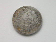 France 2 Francs Argent Cérès 1871 K usée