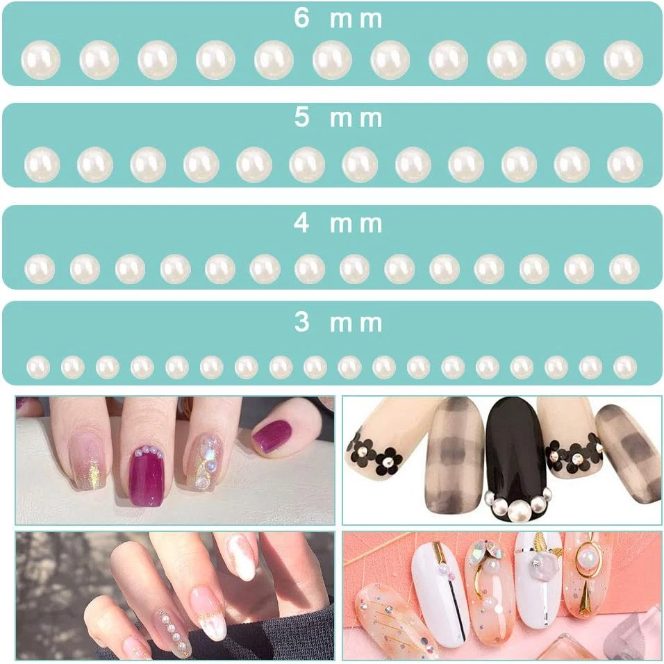 Halbperlen Cremeweiß Flache Rücken Dekoperlen Selbstklebend Schmuckherstellung - Bild 2 von 4