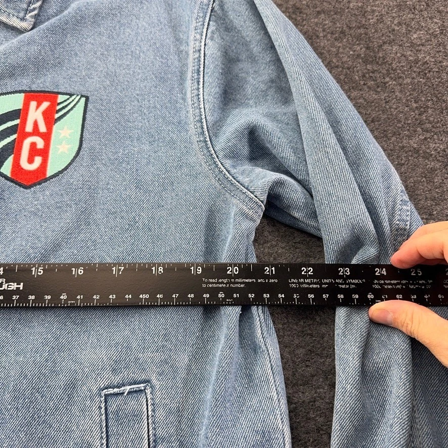 The Wild Collective Kansas City Current Denim Jacket Light Wash Blue Small NWSL image 4