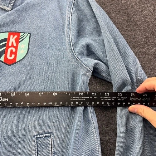 The Wild Collective Kansas City Current Denim Jacket Light Wash Blue Small NWSL image 4