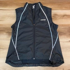 Sugoi Cycling Vest Mens Medium Black Full Zip Sleeveless Reflective Windbreaker