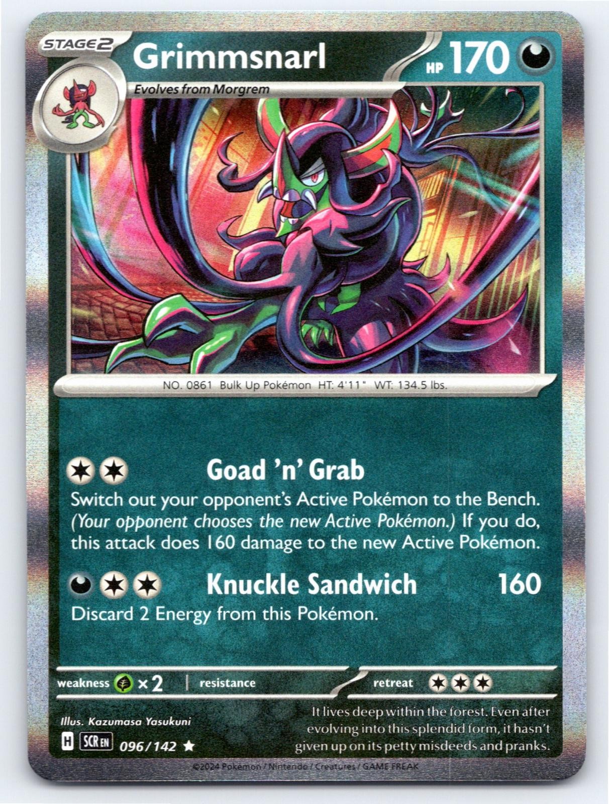2024 POKEMON GRIMMSNARL STELLAR CROWN 96/142 HOLO RARE NM A5123 FREE S&H