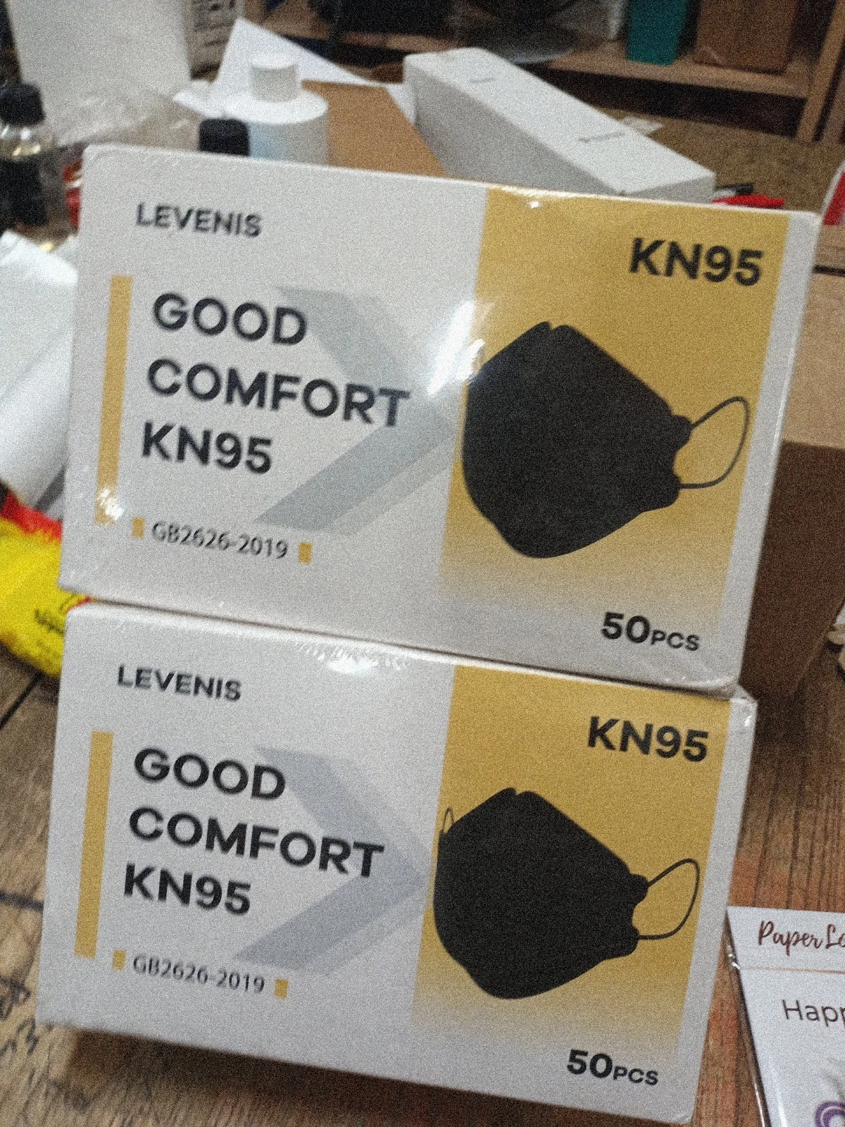 2 Pack, LEVENIS Good Comfort KN95 Disposable Child Face Masks Black 200ct 750