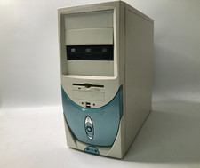 Vintage White  Blue PC Case w/ CD Rom  Floppy Drive