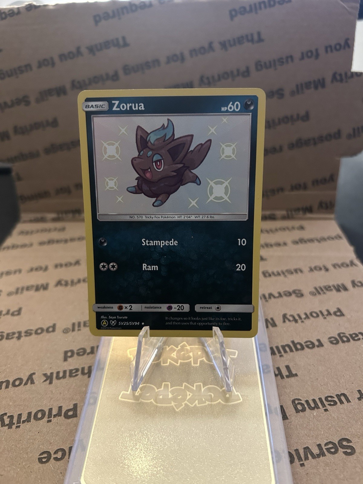 Zorua SV25/SV94 Shiny Vault Hidden Fates Holo Rare Pokemon TCG NM/M