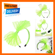 Women Neon Lace Bow Headband 80s Costume Hair Accessory for Halloween Party