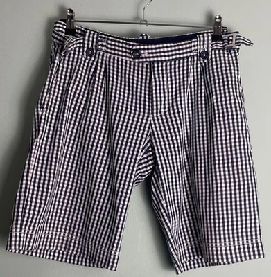 Pantalones cortos a medida D&G Dolce & Gabbana para hombre blanco marino cuadros guinga IT 48 - Imagen 1 de 4