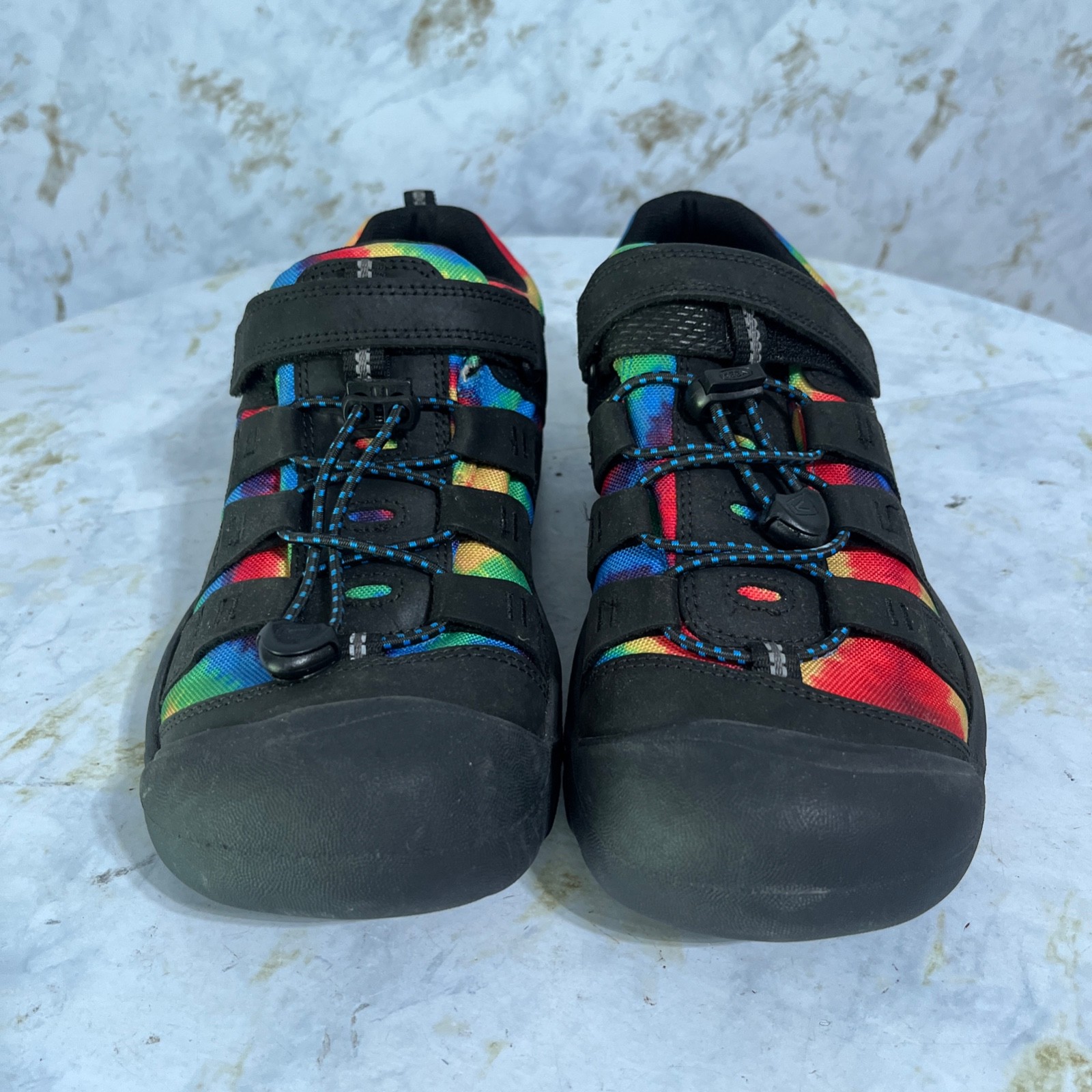 Scarpe Keen Newport giovani bambini taglia 5 nere colorate slip on tie dye sandalo outdoor