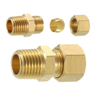2Pcs Brass Pipe Fitting 5/16'' OD x 1/4'' NPT Male Brass Compression Tube Fitting