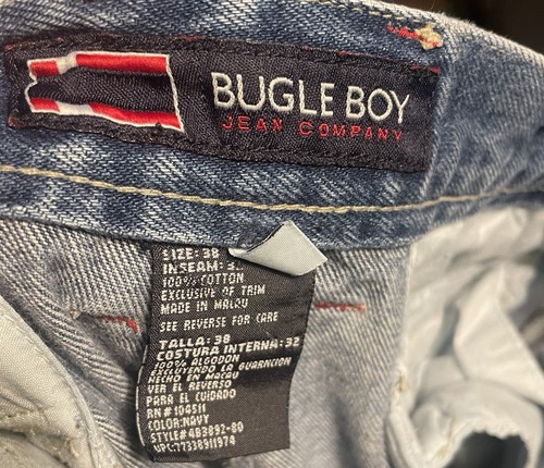 Vintage Bugle Boy Jeans Men Dark Wash Cargo Coverts To Shorts 38x32 Baggy Rare - Picture 5 of 12