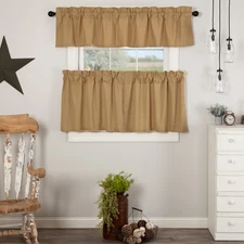 Simple Life Flax Khaki Khaki Set (1 Valance 16x72 ; 2 Tier 24x36) VHC Brands