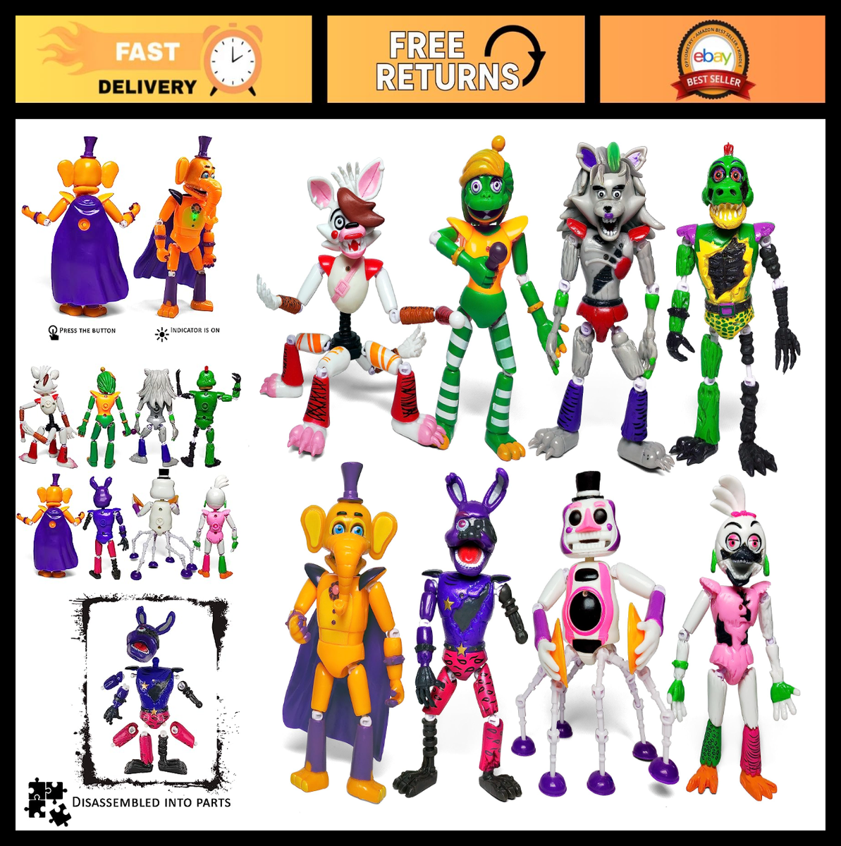 8-Pc FNAF Action Figures Set | Ultimate Custom Night Collection