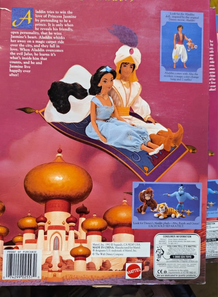 Muñeca Jazmín Clásicos Disney 1992 Vintage #2557 Mattel Inc Foto 2 de 3