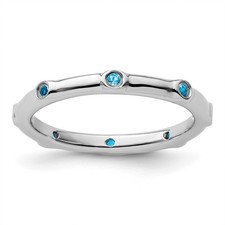 925 Sterling Silver Stackable Expressions Blue Topaz Ring Size 5