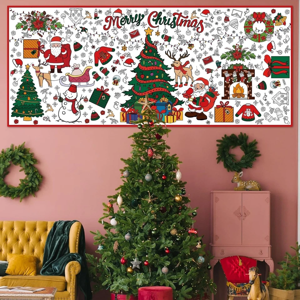 Giant Christmas Coloring Tablecloth 32X72 Disposable Coloring Banner - Image 4 of 4