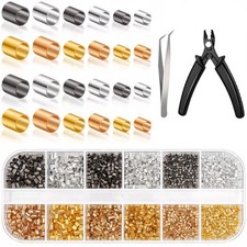 2200PCS Plated Copper Crimp Tubes Beads Accessories For DIY Jewelry Making
