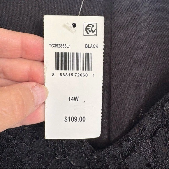 VETEMENTS Connected Apparel abito formale nero pizzo lunghezza intera manica corta taglia 14W NUOVO