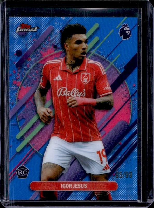 2025-26 Topps Finest Premier League Igor Jesus Rare RC Blue Refractor #/99
