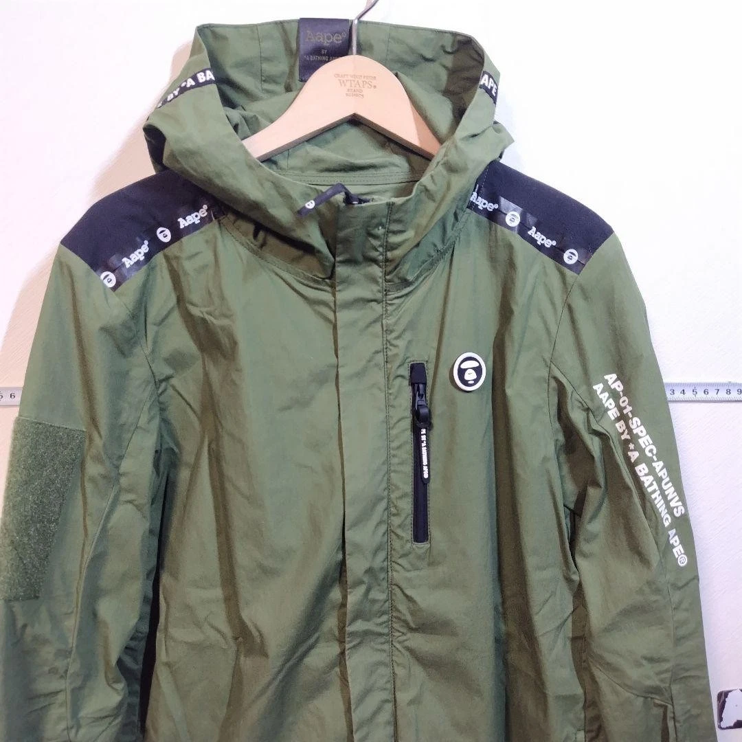 A BATHING APE (BAPE) Parka montagna Aape verde oliva con cappuccio UOMO JP taglia M usatoo ottim tas