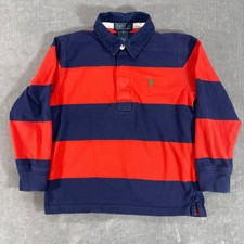 Polo Ralph Lauren Kids Size 5 Rugby Red Navy Long Sleeve Polo Shirt