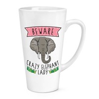 Beware VerrüCkte Elefant Damen 483Ml Groß Latte Becher Tasse - Lustig Tiere