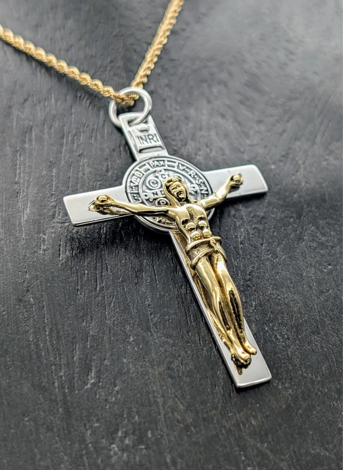 Ciondolo Gesù Croce Santa 925 Argento Sterling Unisex Silver #303 - Immagine 4 di 4