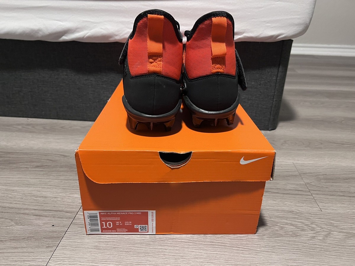 NIKE Alpha Menace Pro Mid Orange Black Football Cleats AQ3209-801 Sz 10 Nike Alpha Menace Pro 2 Mid Football Cleats Orange AQ3209  main image 3