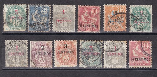 Morocco ( French Post ) : Lot 12 old stamps ( New & Used )