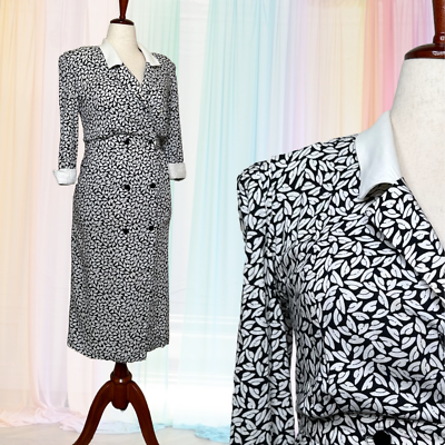 vintage 80s does 40s rayon novelty derby HAT print pencil coat dress Size M  L