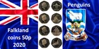 Falkland Islands coin 50p Penguin 2020 Rockhopper King Magellanic Gentoo UNC
