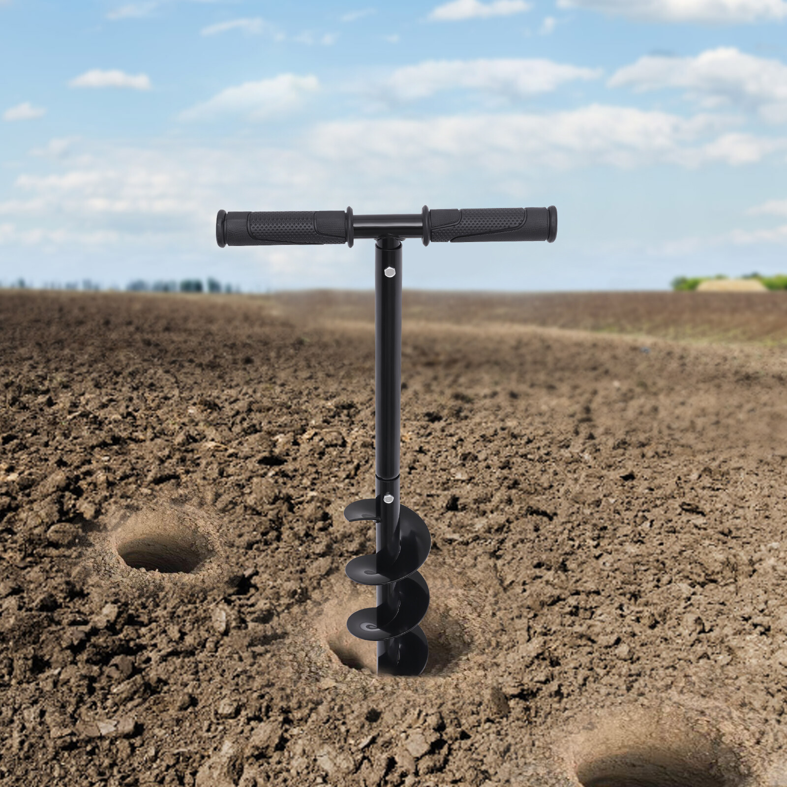 Hand Post Hole Digger Tshaped Earth Garden Auger Drill with NonSlip