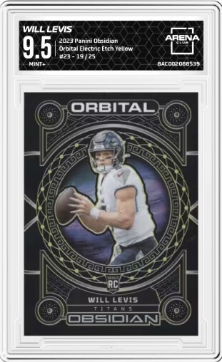 Will Levis Rookie #23 Orbital Electric Etch Yellow #d/25 2023 Panini Obsidian
