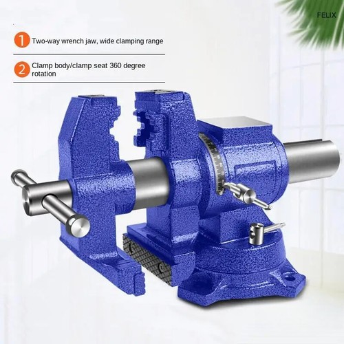 5 inch Bench Vise with 360 Swivel Base and Head Clamping Stationary Grinding - Picture 2 of 6