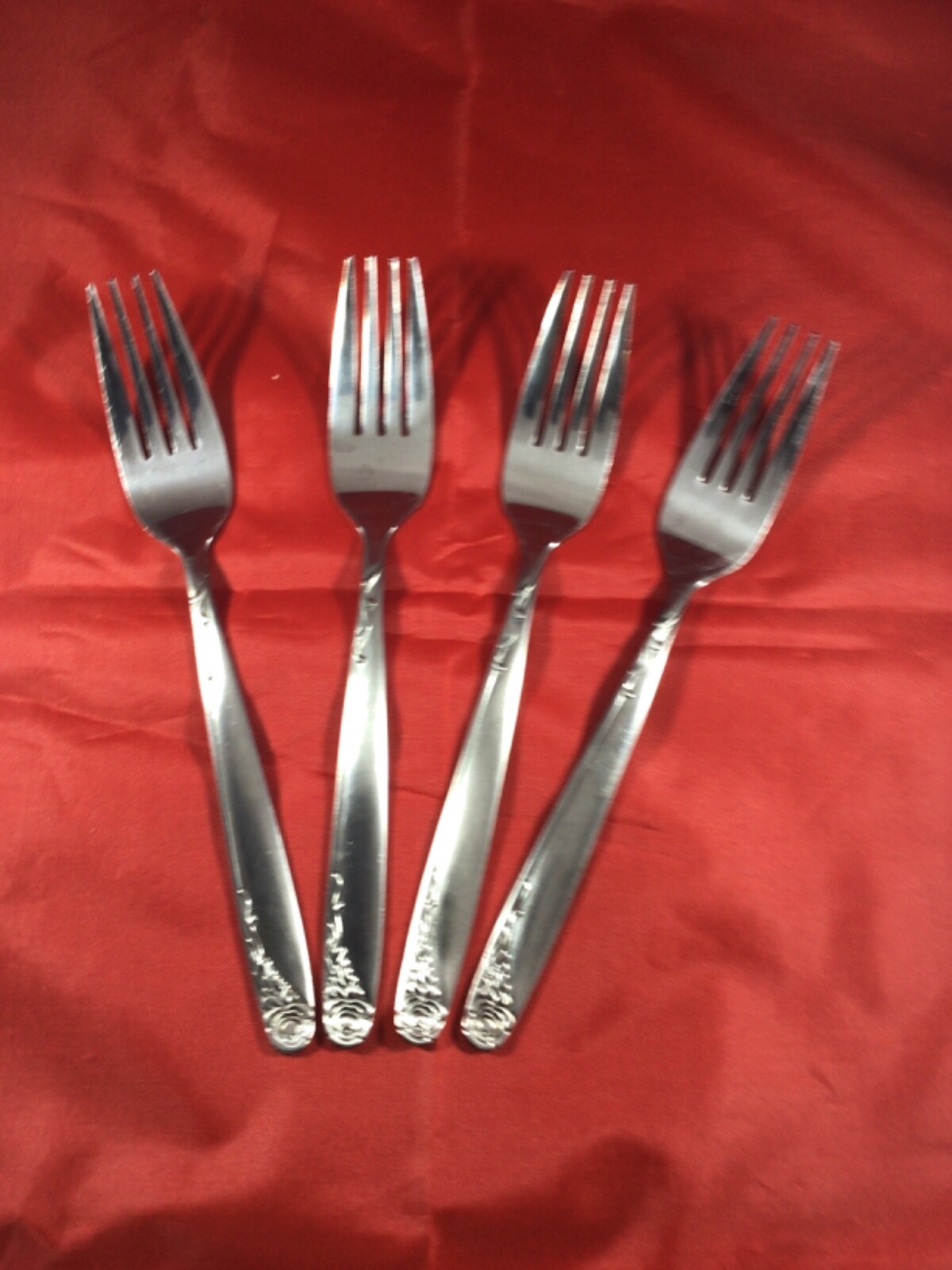 Interpur INR15 Roses 4 Dinner Forks Stainless Flatware eBay