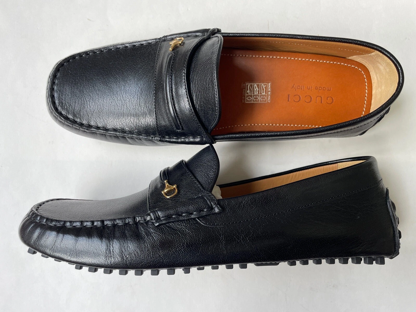 Mocassin de conduite noir GUCCI Half Horsebit GG 752621 taille UK 11, US 11,5