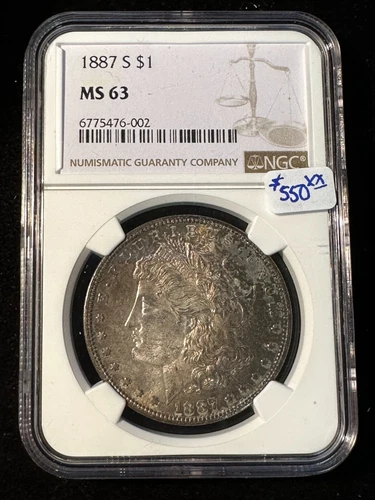 1887 S MORGAN DOLLAR NGC MS 63 002