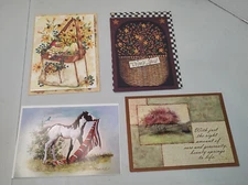 Lot of 4 New Greeting Cards Thank You Saltbox Hen House Legacy Leaning Tree