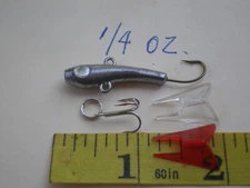 15 PCS MINNOW JIGGING/ICE FISHING LURE BAIT 1/4 OZ/UNPAINTED/SIDE HOOK,TAIL,RING
