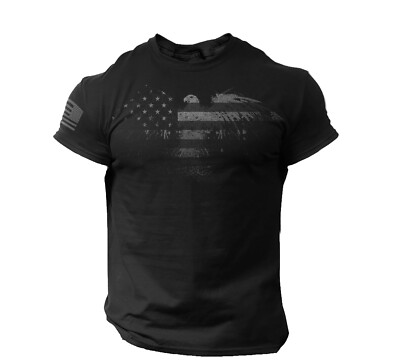 USA Eagle Flag T Shirt Distressed Patriotic American Tee S - XXL