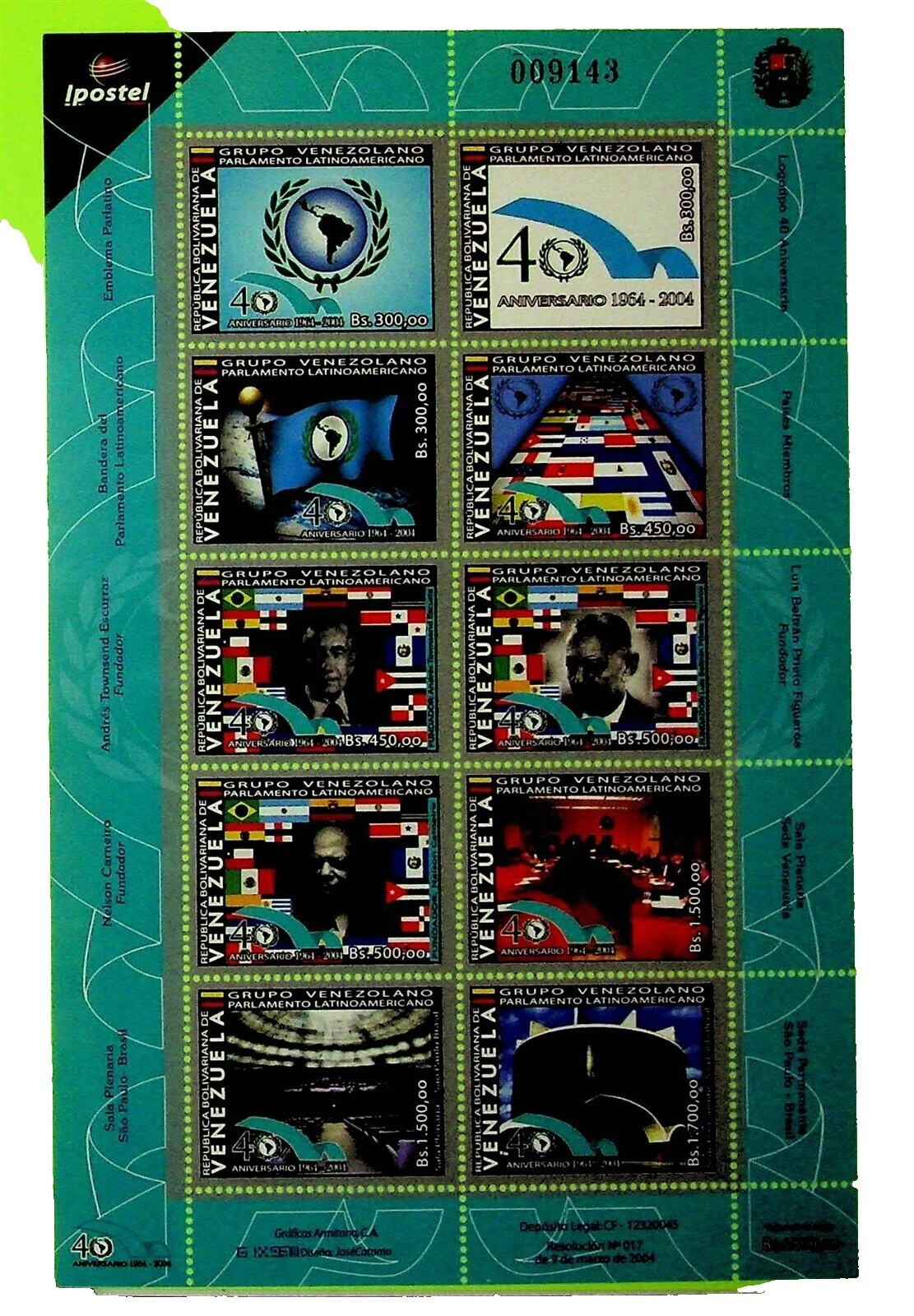 En excelente estado nunca abisagrado/estampillada sin montar o nunca montada políticos Sellos de Venezuela